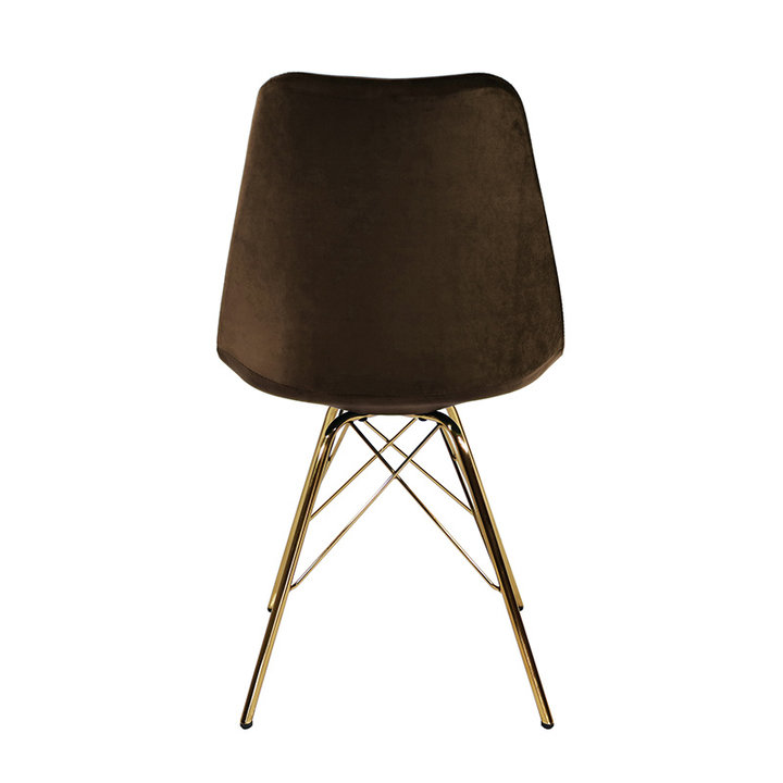 Stoel Velvet Koffiebruin - Goud frame