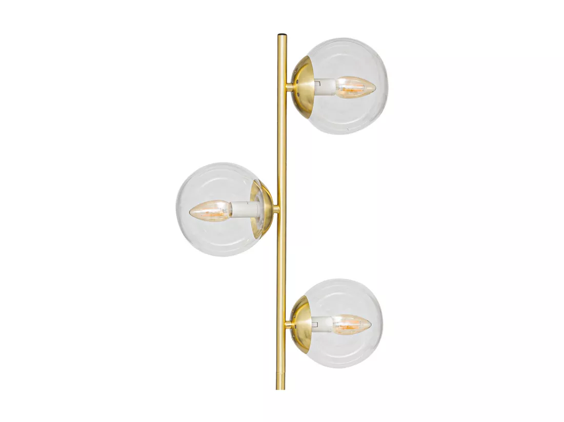 Lampadaire 3 Globes en Verre et métal Doré H 162 cm