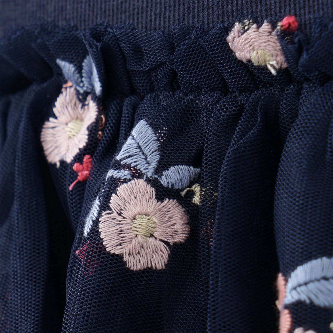 Topomini Festliches Baby Kleid mit Blumen-Stickerei dunkelblau