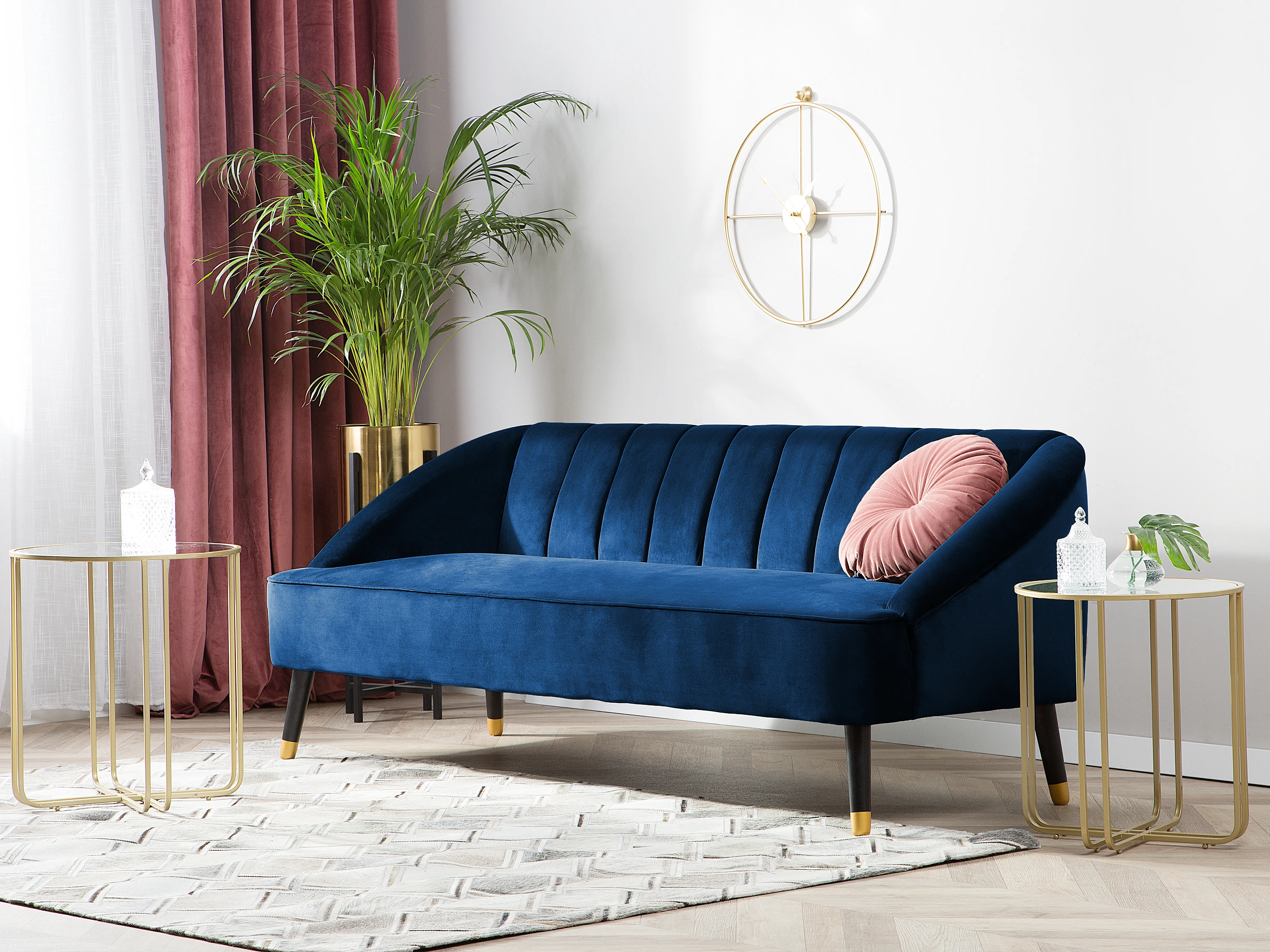 Bank 3-zits ALSVAG Fluweel Marineblauw