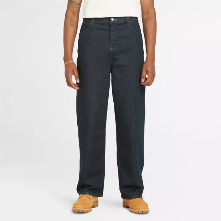 Pantalon décontracté en denim avec technologie Refibra pour homme en bleu marine