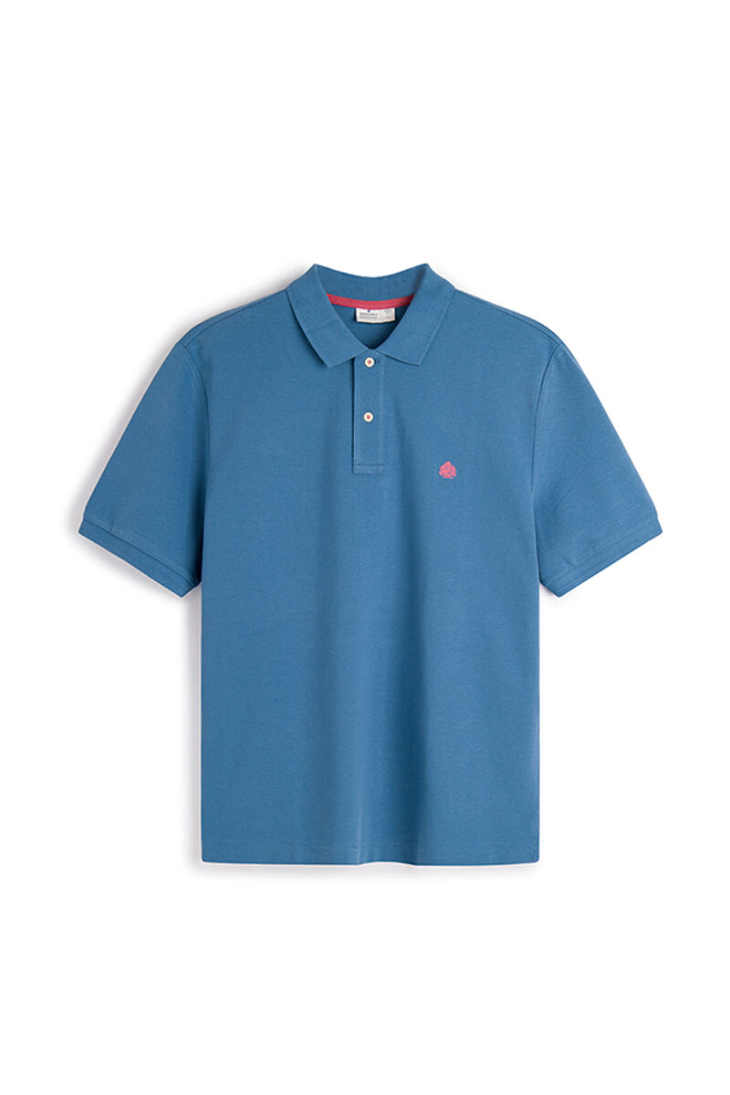 Camisa polo básica em piqué - azul médio
