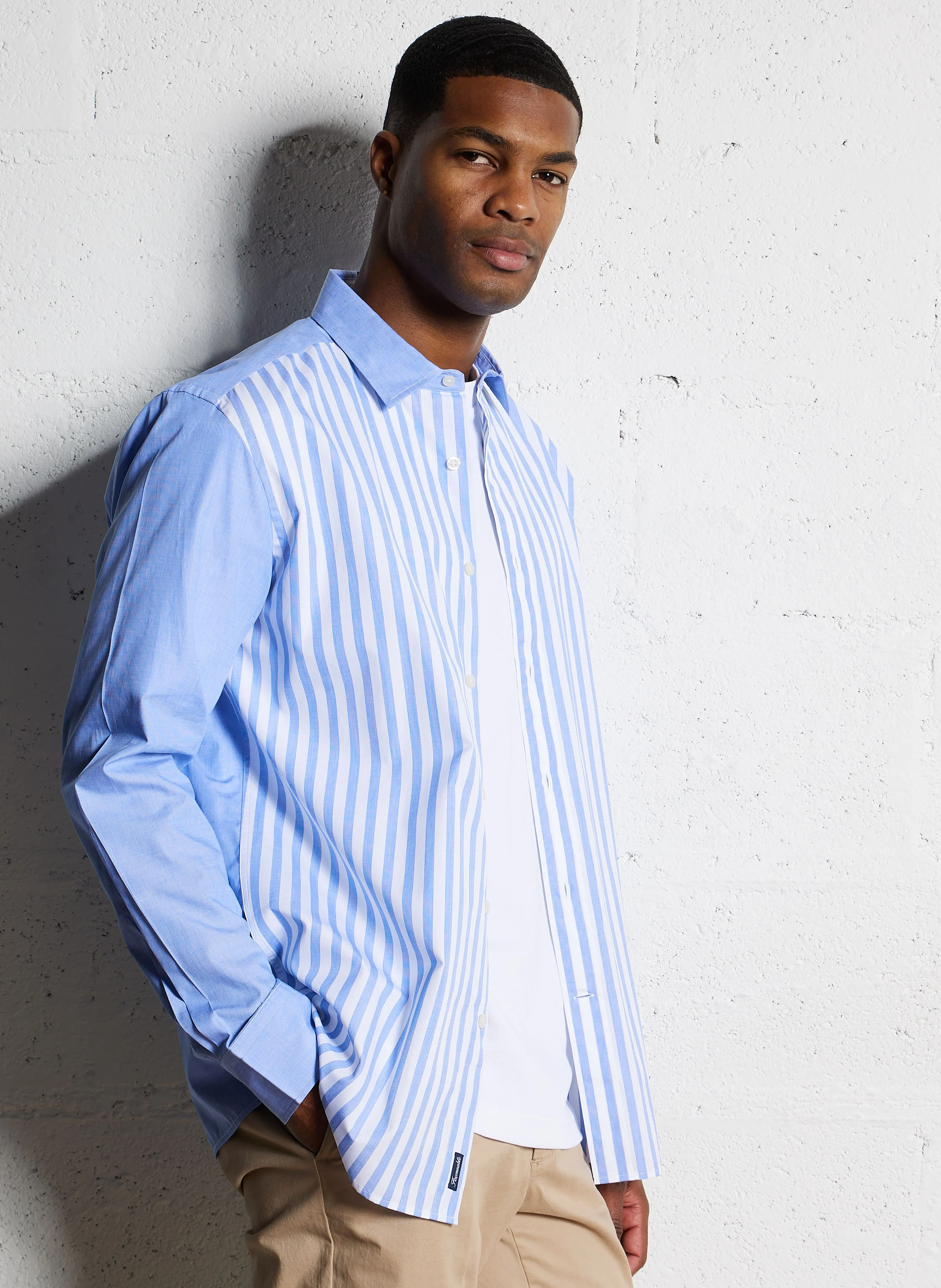 Chemise col classique rayée en coton | Multicolore