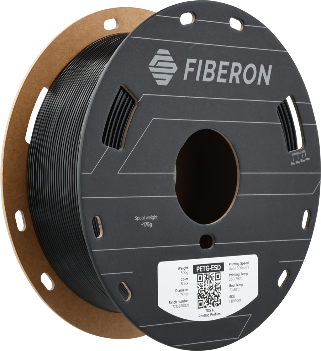 Polymaker  Fiberon™ PETG-ESD Black, 1,75 mm / 500 g    PETG Filament mit ESD Schutz für elektronische Bauteile in Schwarz