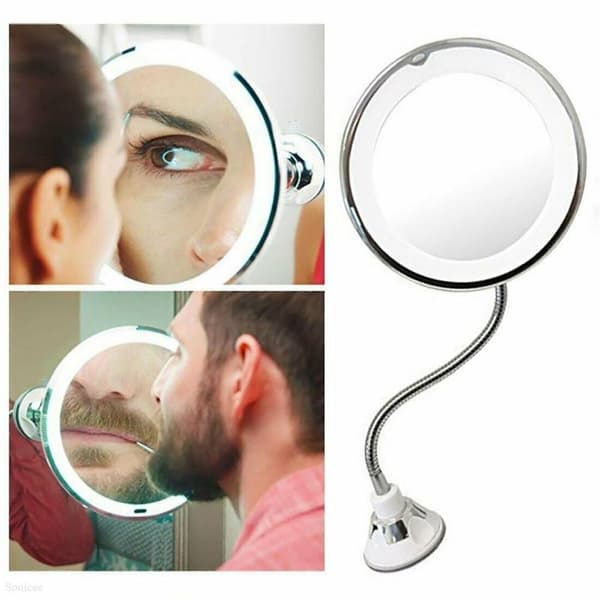 My Flexible Mirror - Flex -speil med LED-lys og 10x forstørrelse