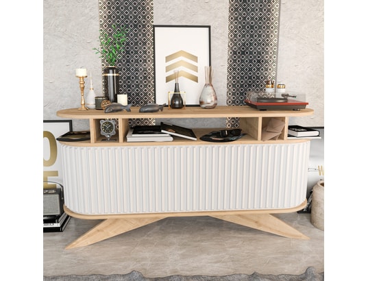 CONCEPT1 - Bahut Stor chêne, chêne blanc 150 x 43 x h75cm