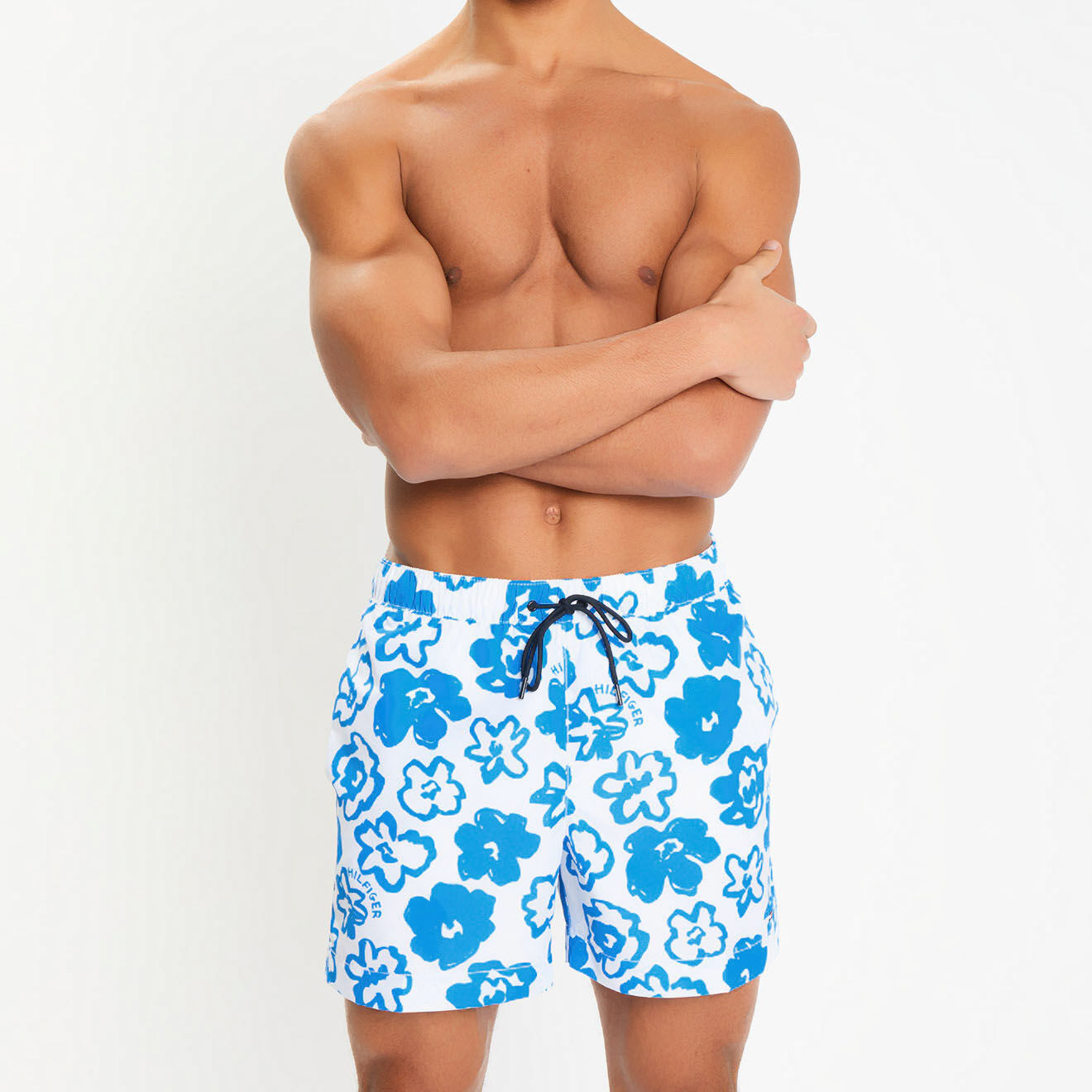 Tommy Hilfiger Short de bain à fleurs blanc/bleu
