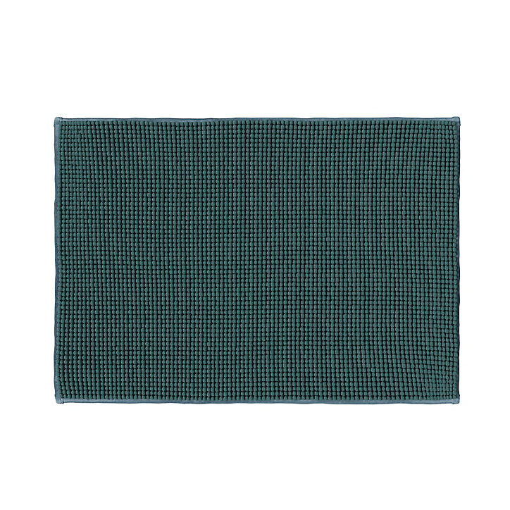 Tapis de bain rectangulaire GoodHome Kina coloris vert pinède en polyester L.70 x l.50 cm