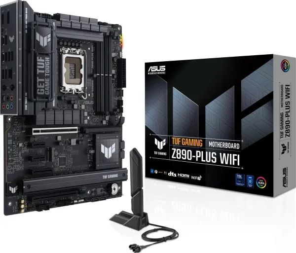 ASUS TUF GAMING Z890-PLUS WIFI - Bundkort - ATX - LGA1851 sokkel - Z890 Chipset - USB4, USB-C 3.2 Gen 2x2, USB 3.2 Gen 2, USB 3.2 Gen 1 - Wi-Fi 7, Bluetooth, 2.5 Gigabit LAN - onboard grafik (CPU påkrævet) - HD Audio (8-kanaler)