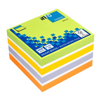 Global Notes - Bloc Cube - 400 feuilles - 75 x 75 mm - couleurs neon