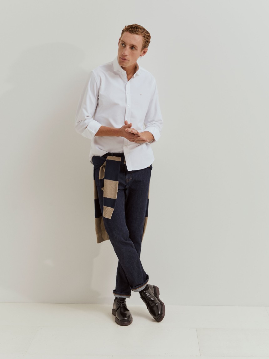 Camisa oxford slim fit de algodão