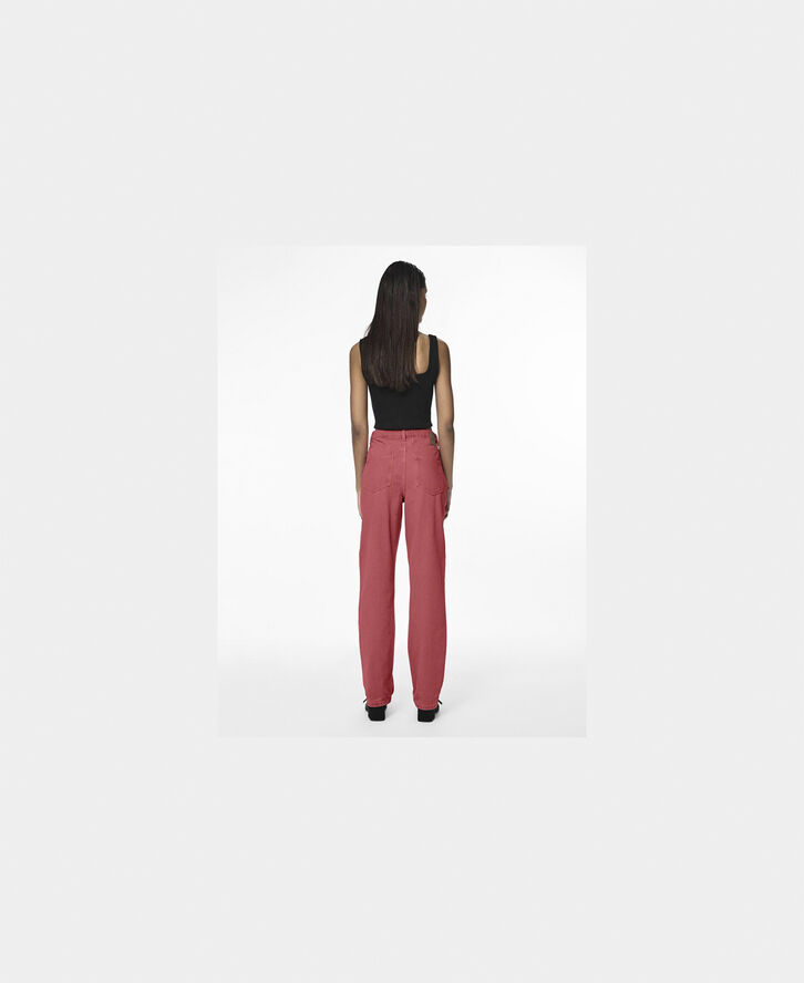 Pieces PCFRIA HW STRAIGHT DENIM PANTS D2D High risk red/washed