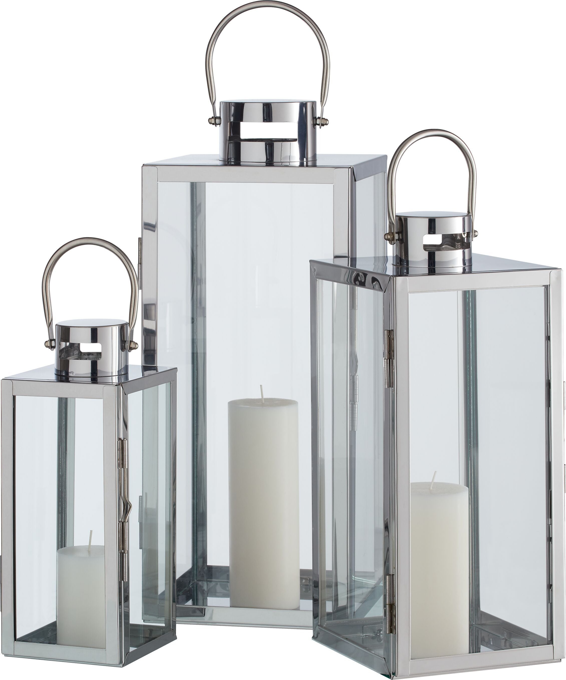 JANCA Laterne - Silber / B: 12.5 cm x T: 13.2 cm x H: 29.6 cm