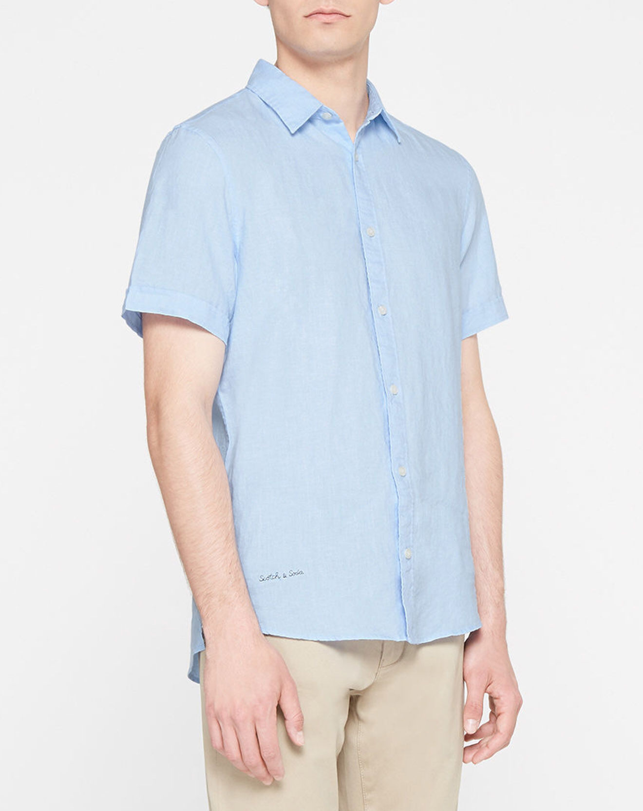 Scotch & Soda Chemise 100% Lin Regular Fit bleu ciel