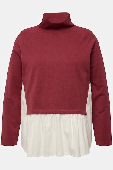 Sweatshirt, Lagenoptik, Stehkragen, Langarm, Biobaumwolle