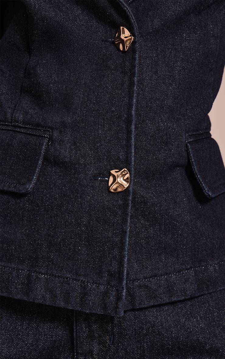 Bleu Indigo Blazer En Jean Boutonné Petite