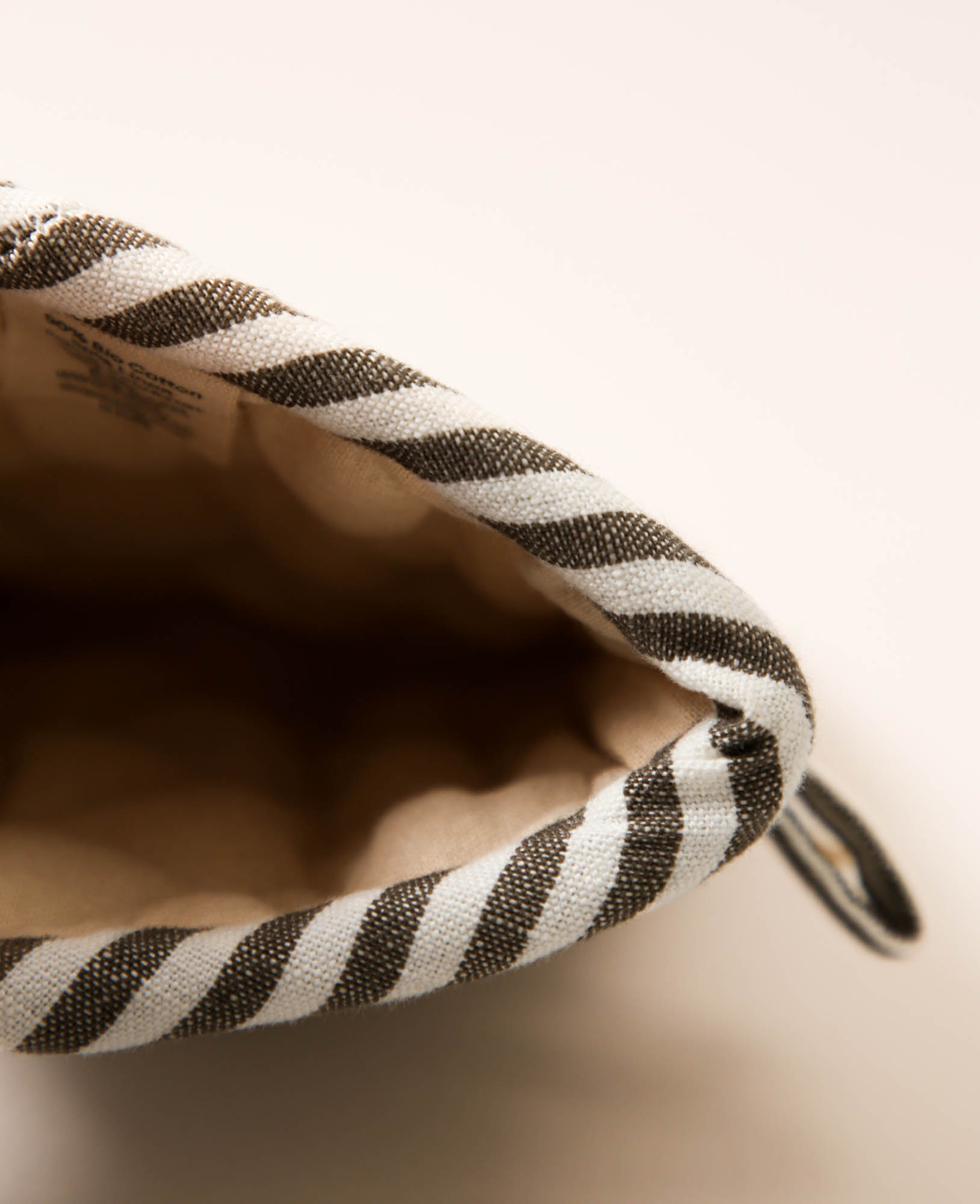 Ofenhandschuh aus Baumwoll-Leinenmix - Grau / Weiss