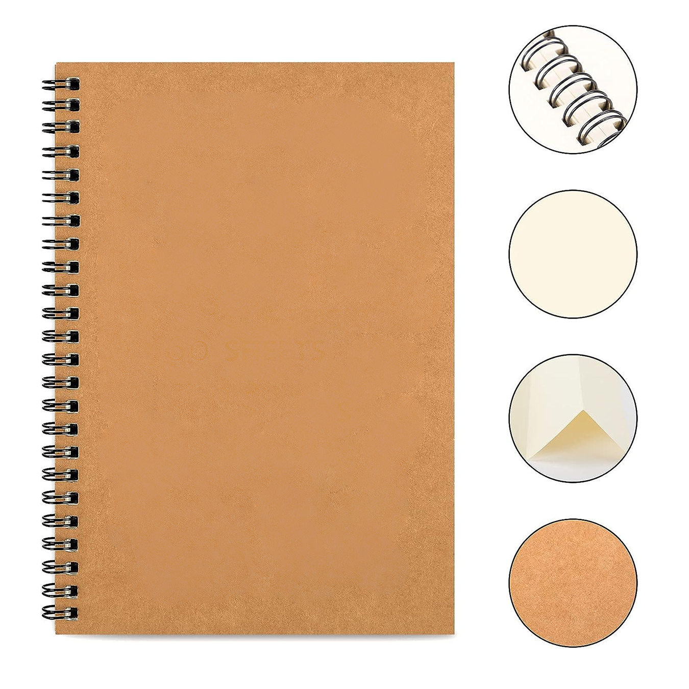 A4 Skizzenbuch 60 Seiten Spiral Block (160g/m2) - Braun