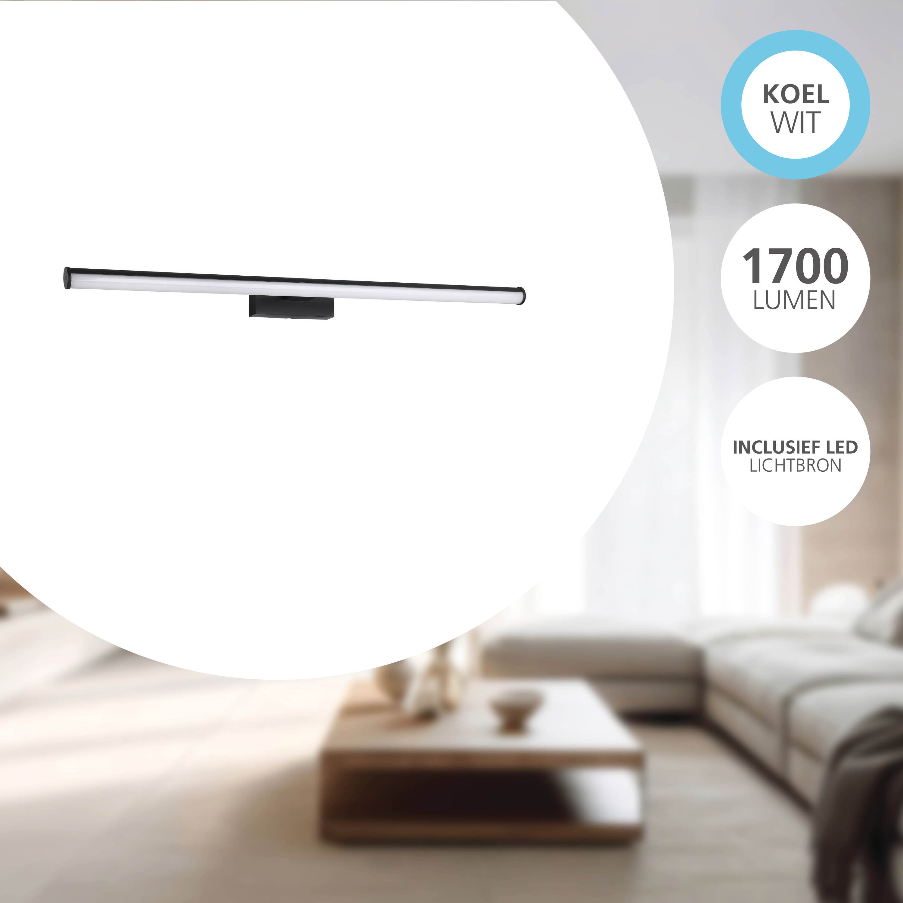 EGLO Vadumi Spiegellamp - LED - 78 cm - Zwart