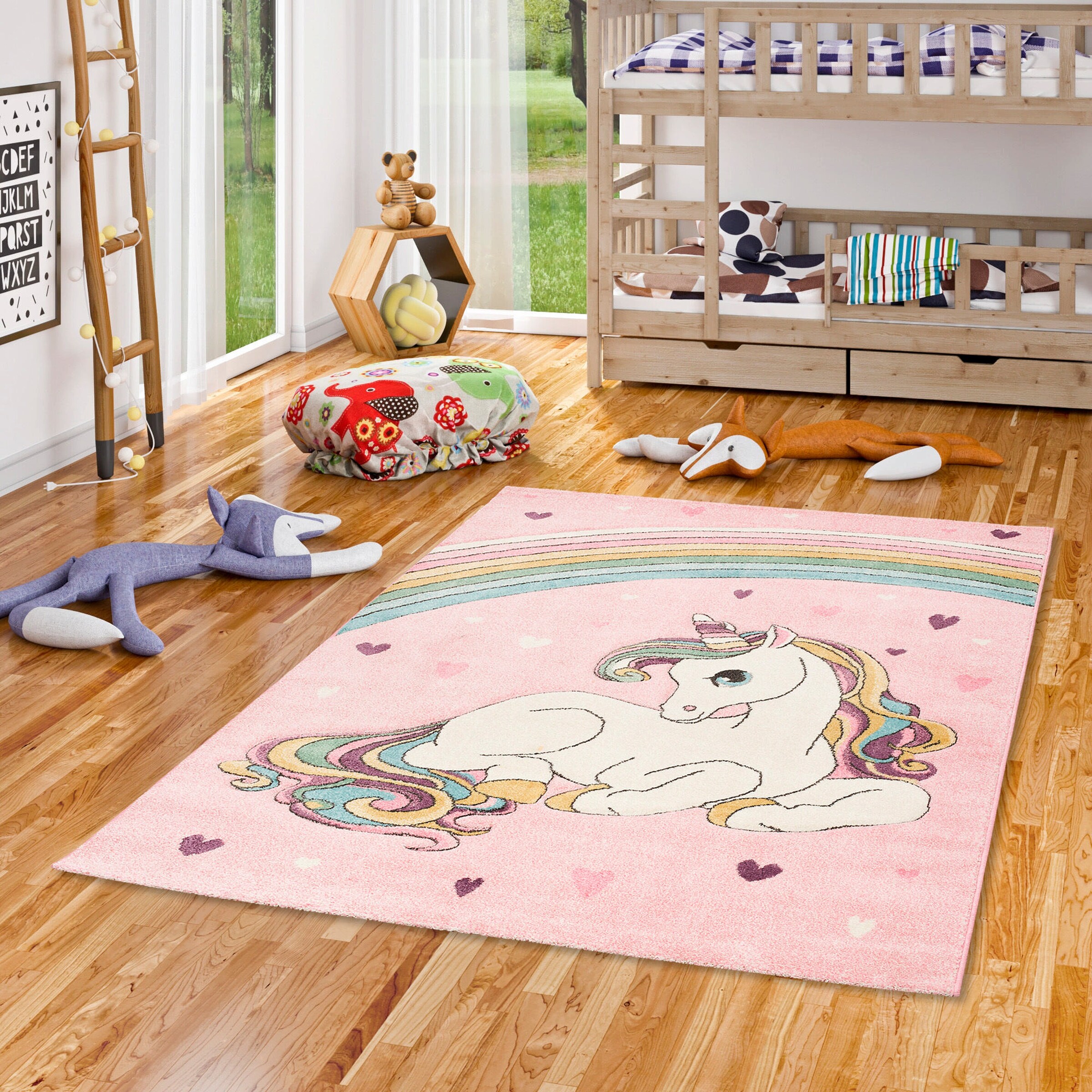 Pergamon Kinder Teppich Maui Kids Einhorn Pastell Rosa - 120x170 cm