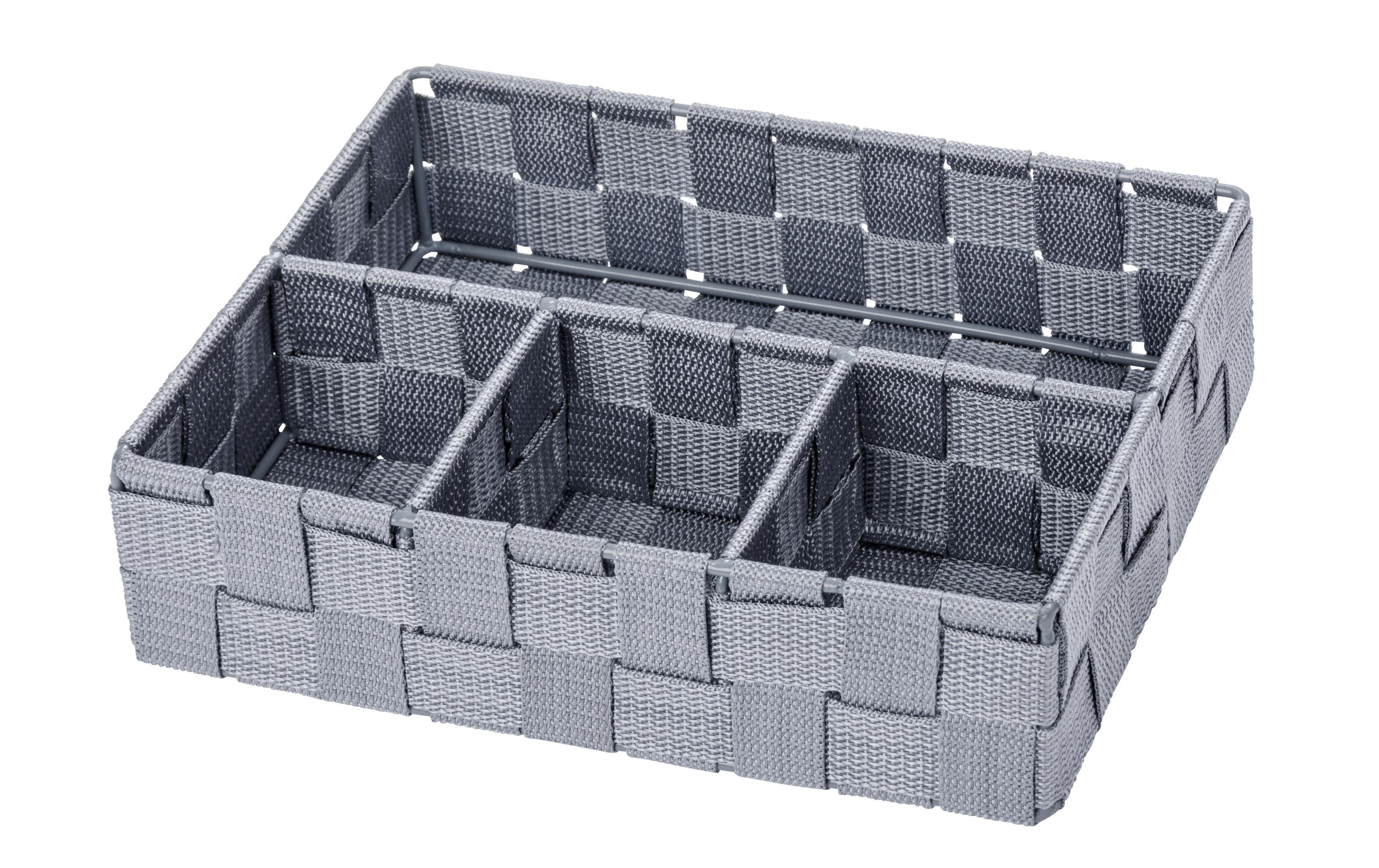 Aufbewahrungskorb Adria 26 x 17 x 6.5 cm, GrauAufbewahrung mit Griff und Fächer