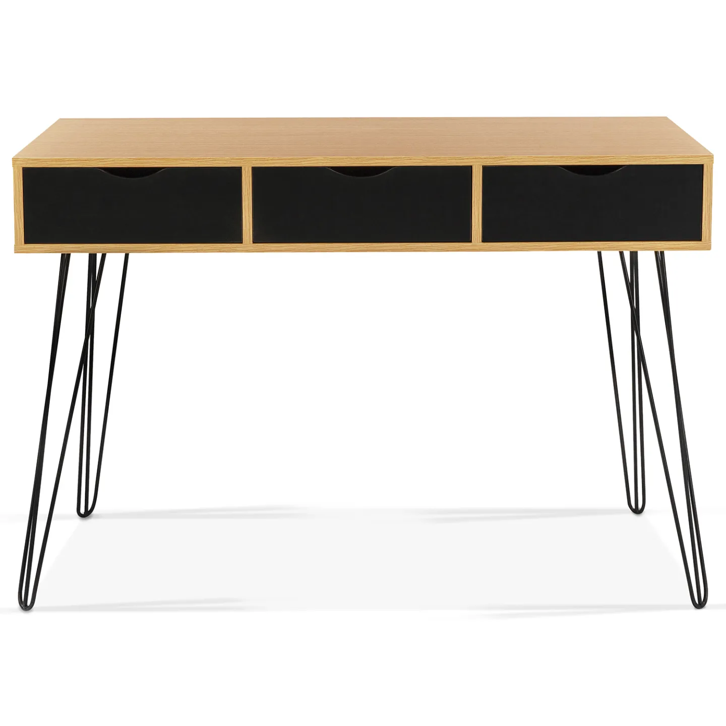 Bureau 3 tiroirs vintage NOEMI bois pied épingle