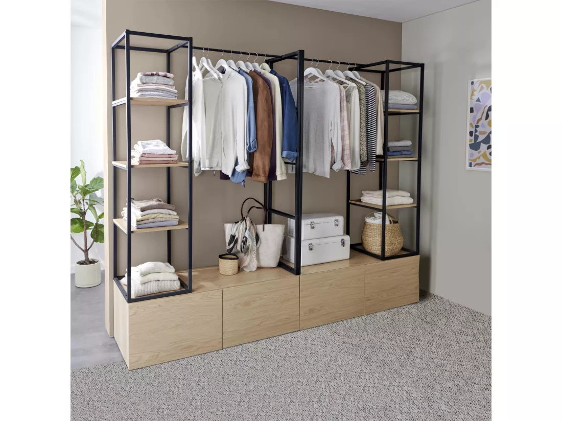 Portants vêtements bois et métal L240 x H200 cm KLEID - Lot de 2