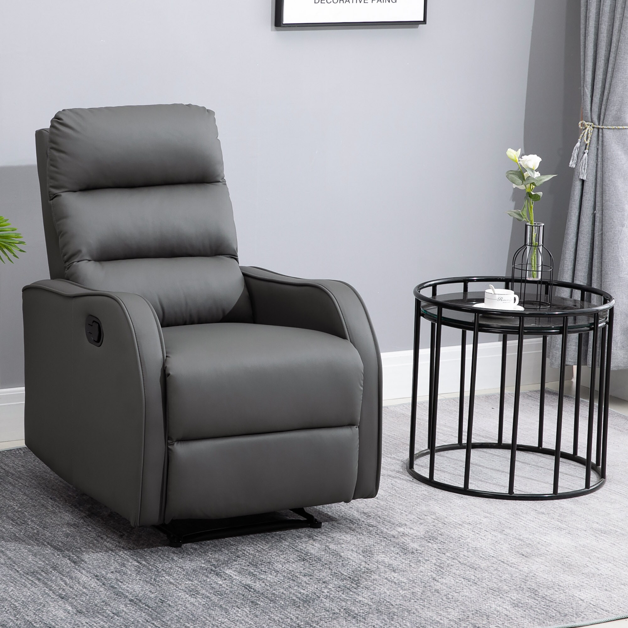 HOMCOM Relaxsessel mit Fußstütze grau 89L x 65B x 100H cm