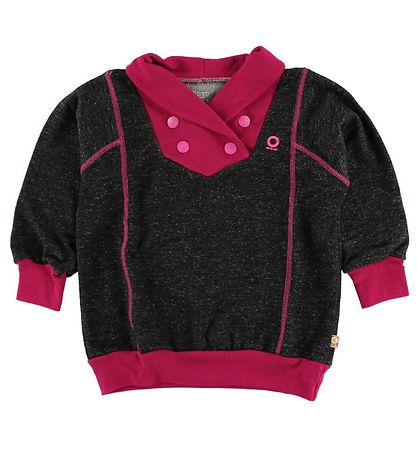 Katvig Sweatshirt - Sortmeleret m. MørkPink