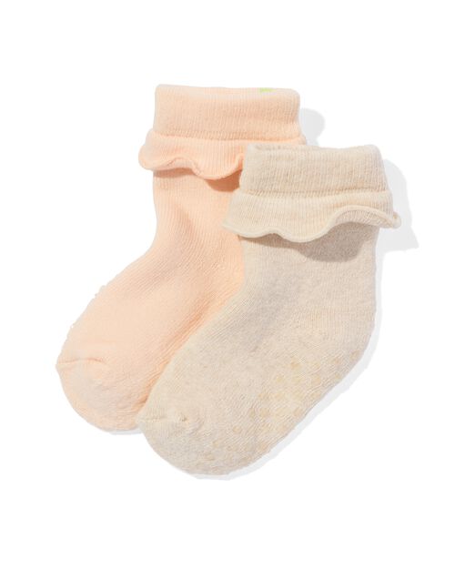 chaussettes bébé en tissu éponge avec volants - 2 paires beige