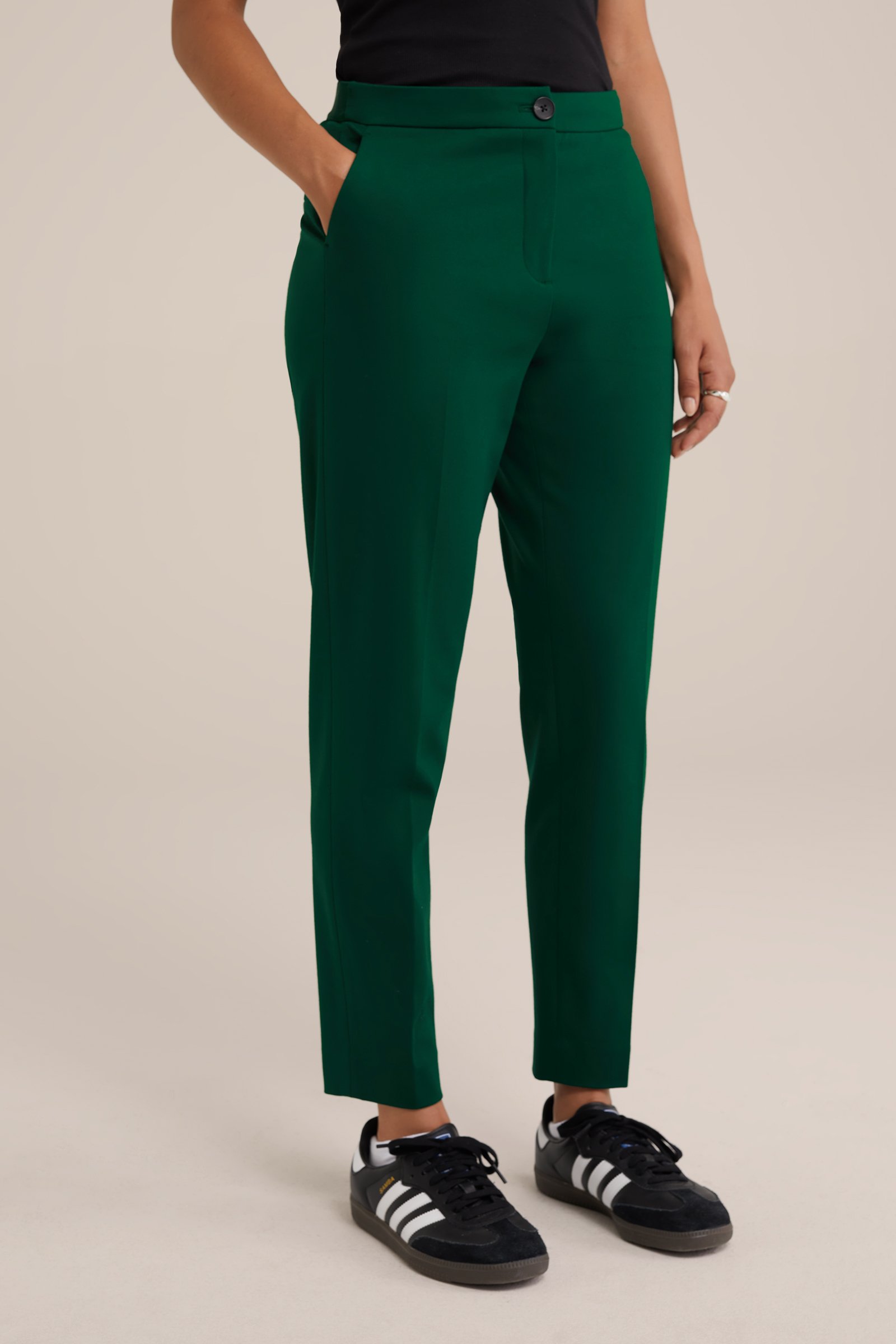 slim fit pantalon met stretch WE Fashion Felgroen