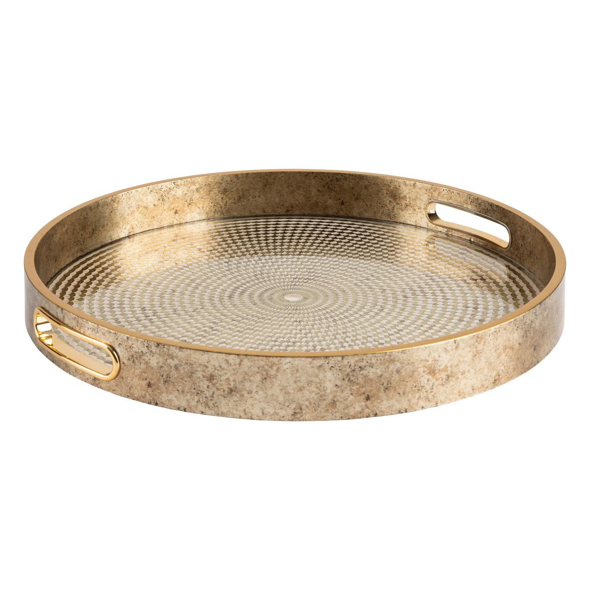 PLATEAU ELYA VERRE RESINE OR D.31.7X4CM