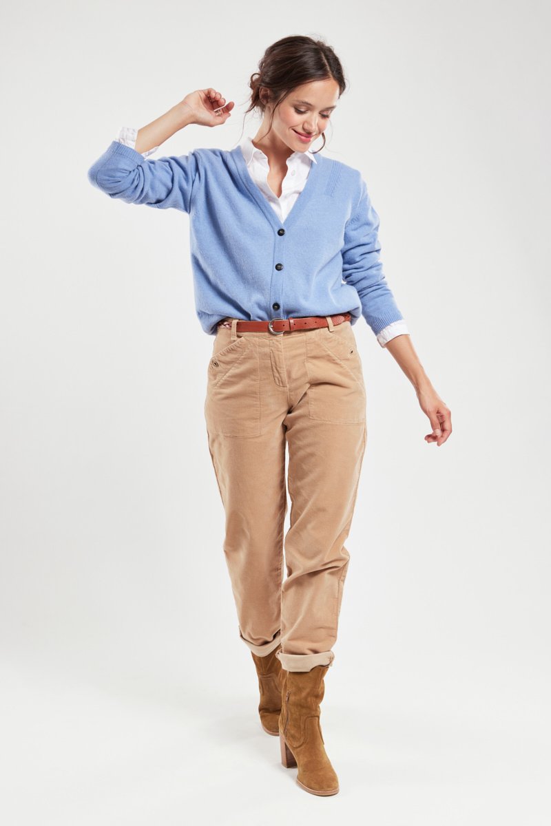Pantalon coupe droite - velours