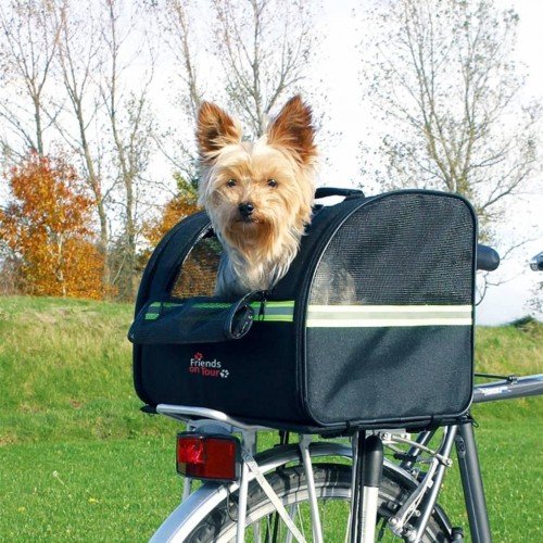 Cesta preta para bicicleta para cães