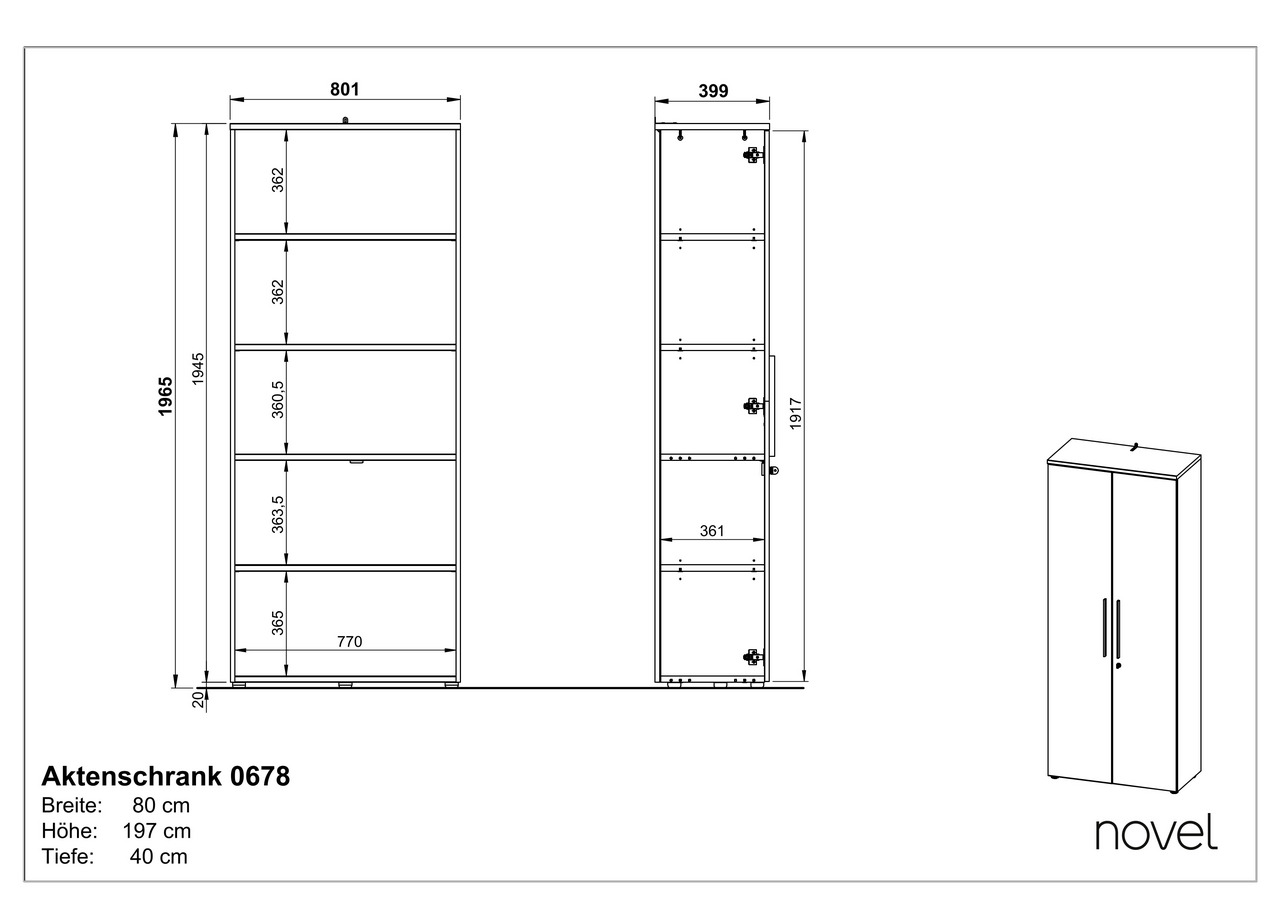 Novel Aktenschrank 5OH breit RENTON