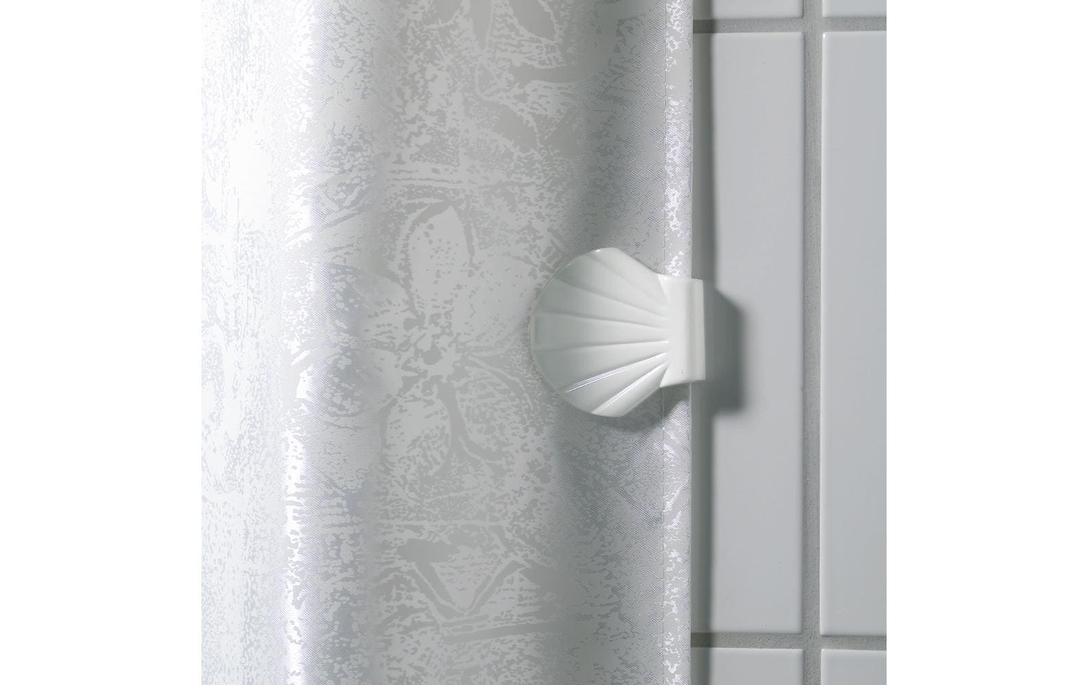 Duschvorhanghaken Shell-Clip, White VorhangklammerWandfixierung für Duschvorhang