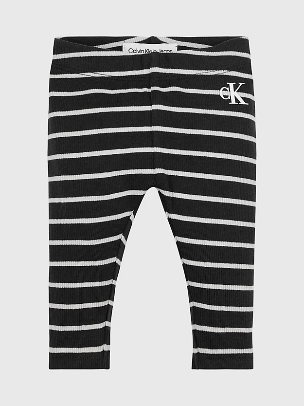 Calças legging caneladas listradas para recém-nascidos