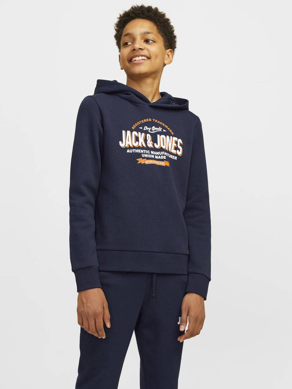 JACK & JONES hoodie JJELOGO met logo donkerblauw