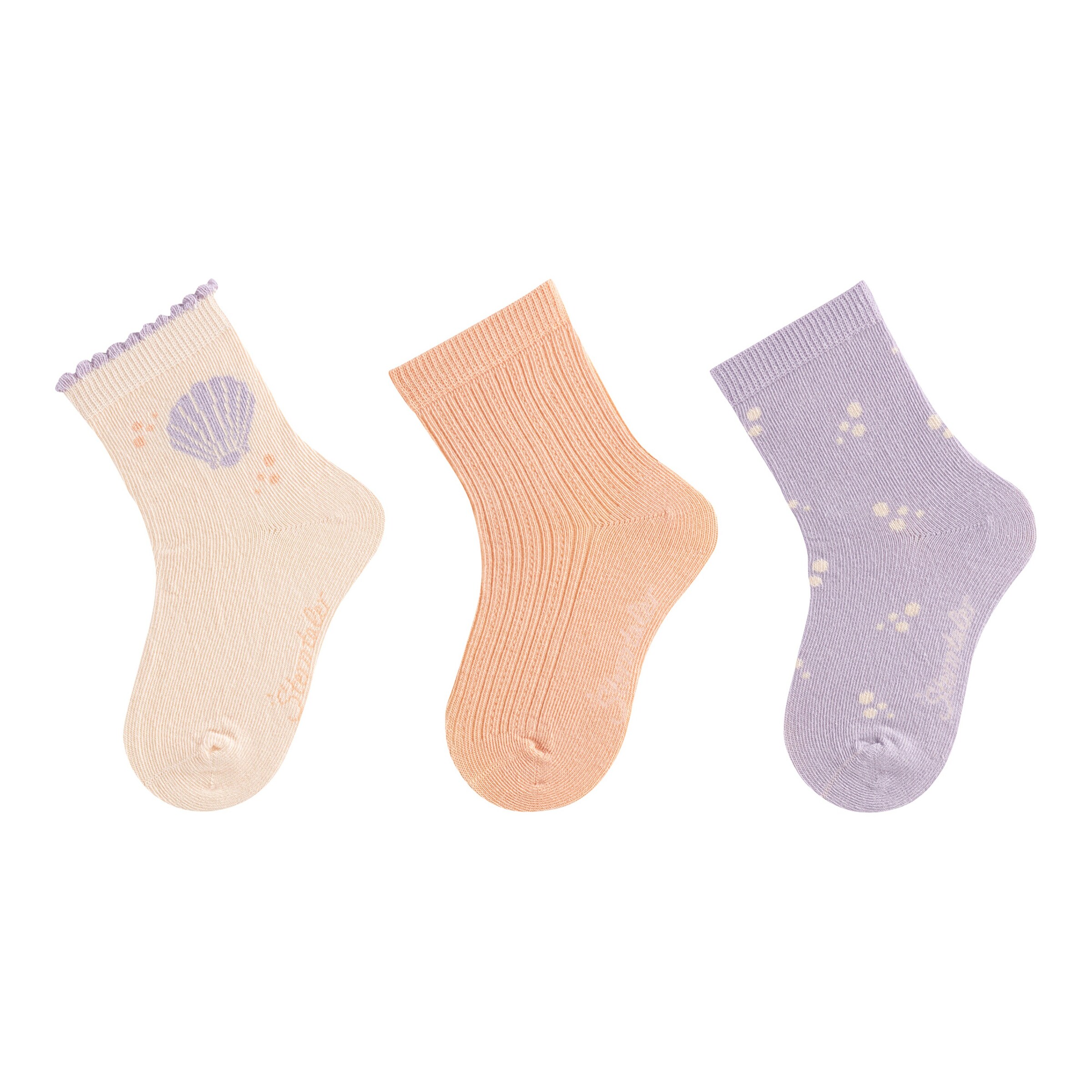 Sterntaler 3er-Pack Socken Muschel Ajour rosa/flieder/aprikot