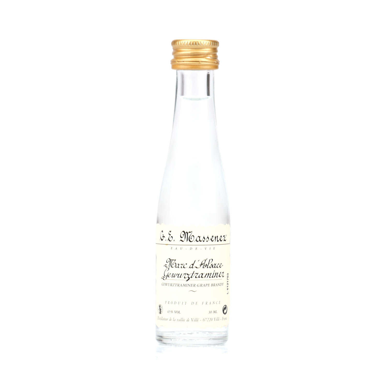 Mignonnette d'eau de vie de marc d'Alsace gewurztraminer 45%