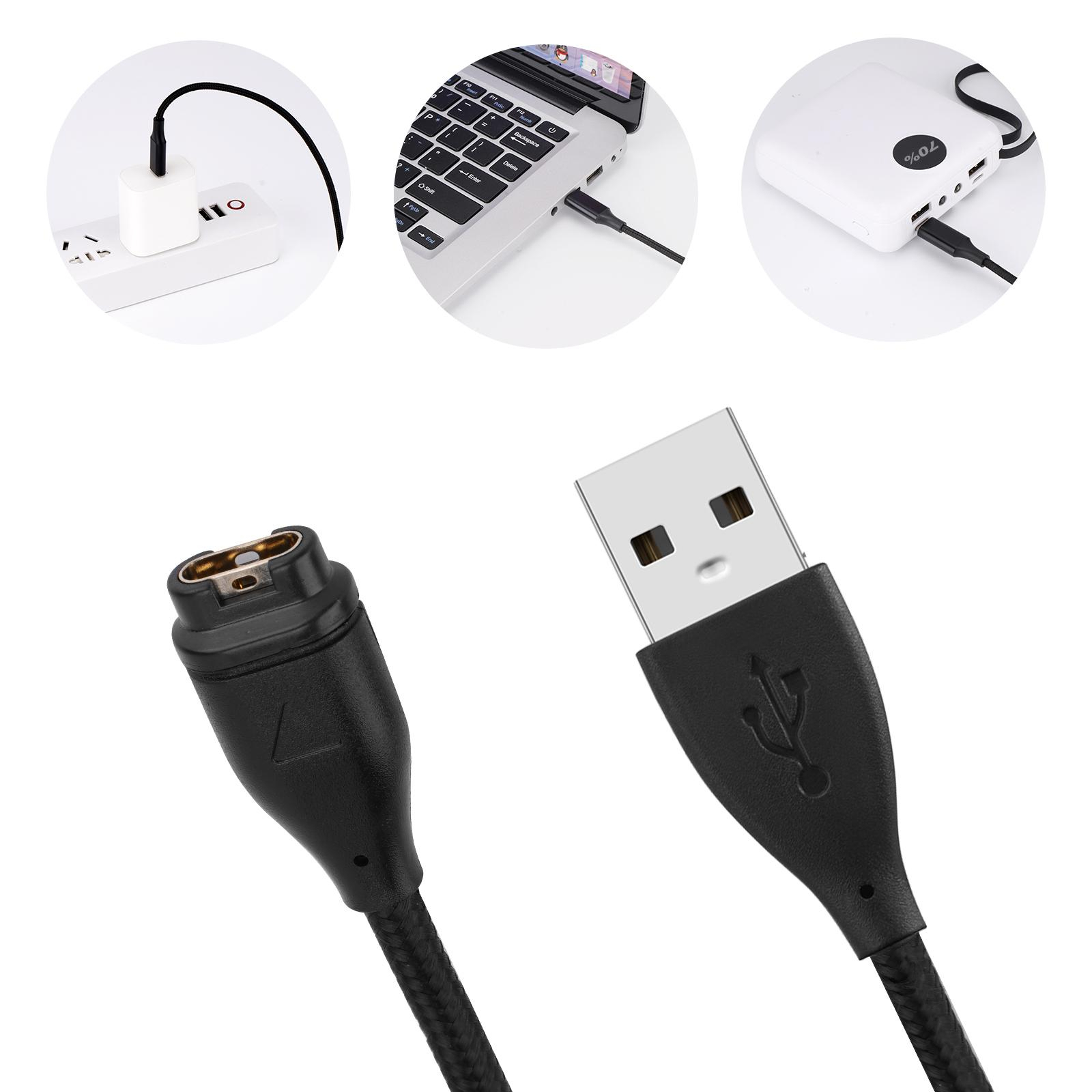 (1m) Garmin Venu USB A Charging Nylon Ladekabel - Schwarz