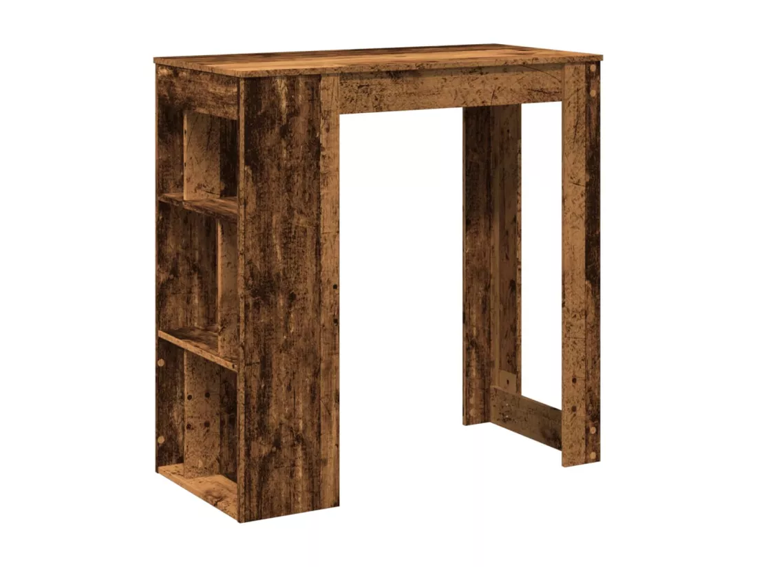 Table de bar avec étagères vieux bois bois d'ingénierie