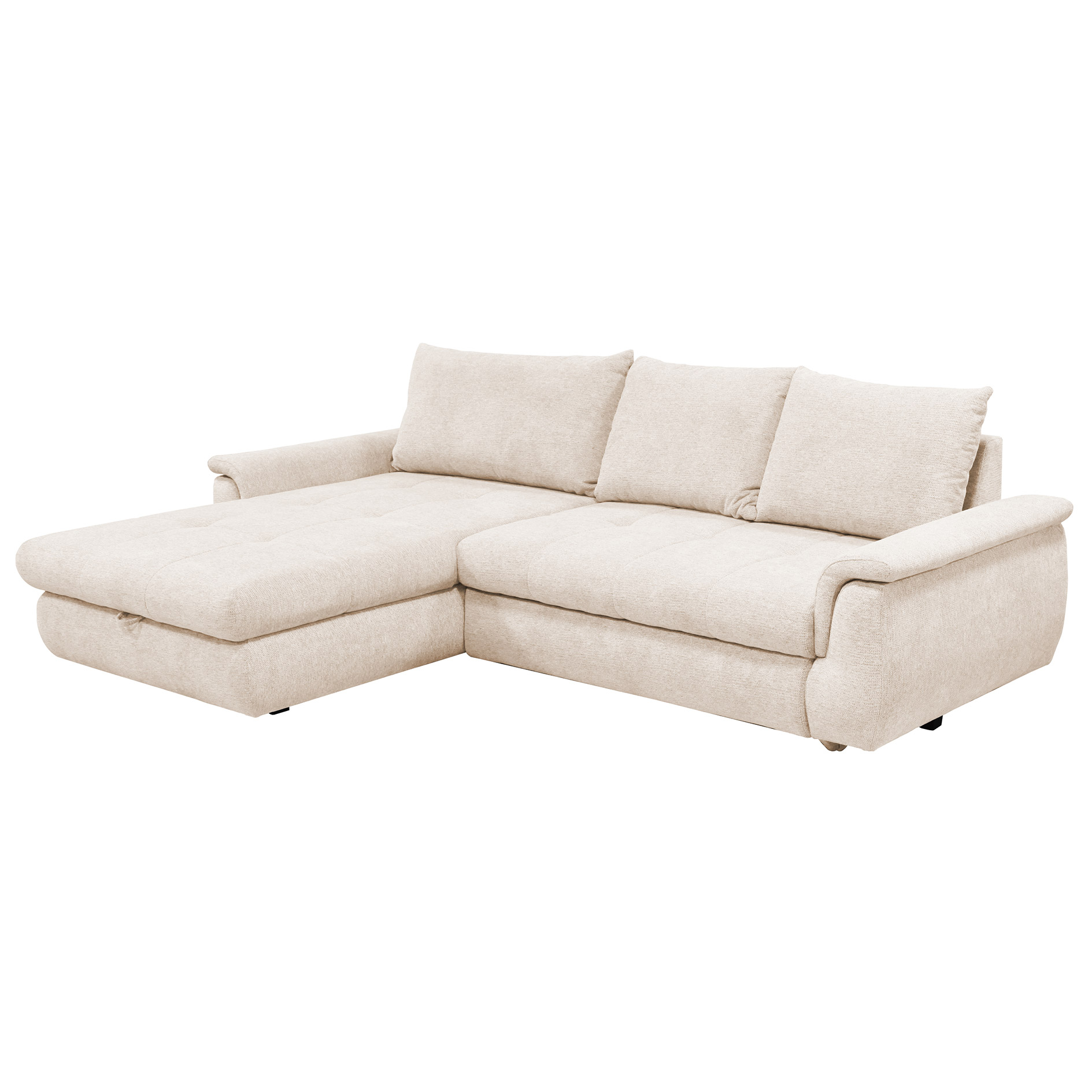 Ecksofa - cream - mit Liegefunktion - Staukasten links