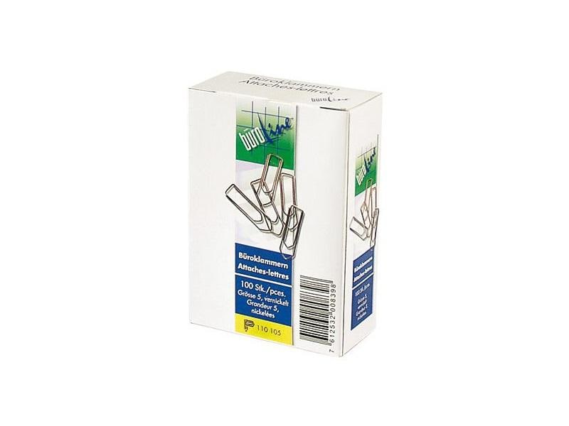 Büroline Büroklammer Gr. 5, 43 mm 1 Pack à 100 Stück Vernickelte Heftklammer