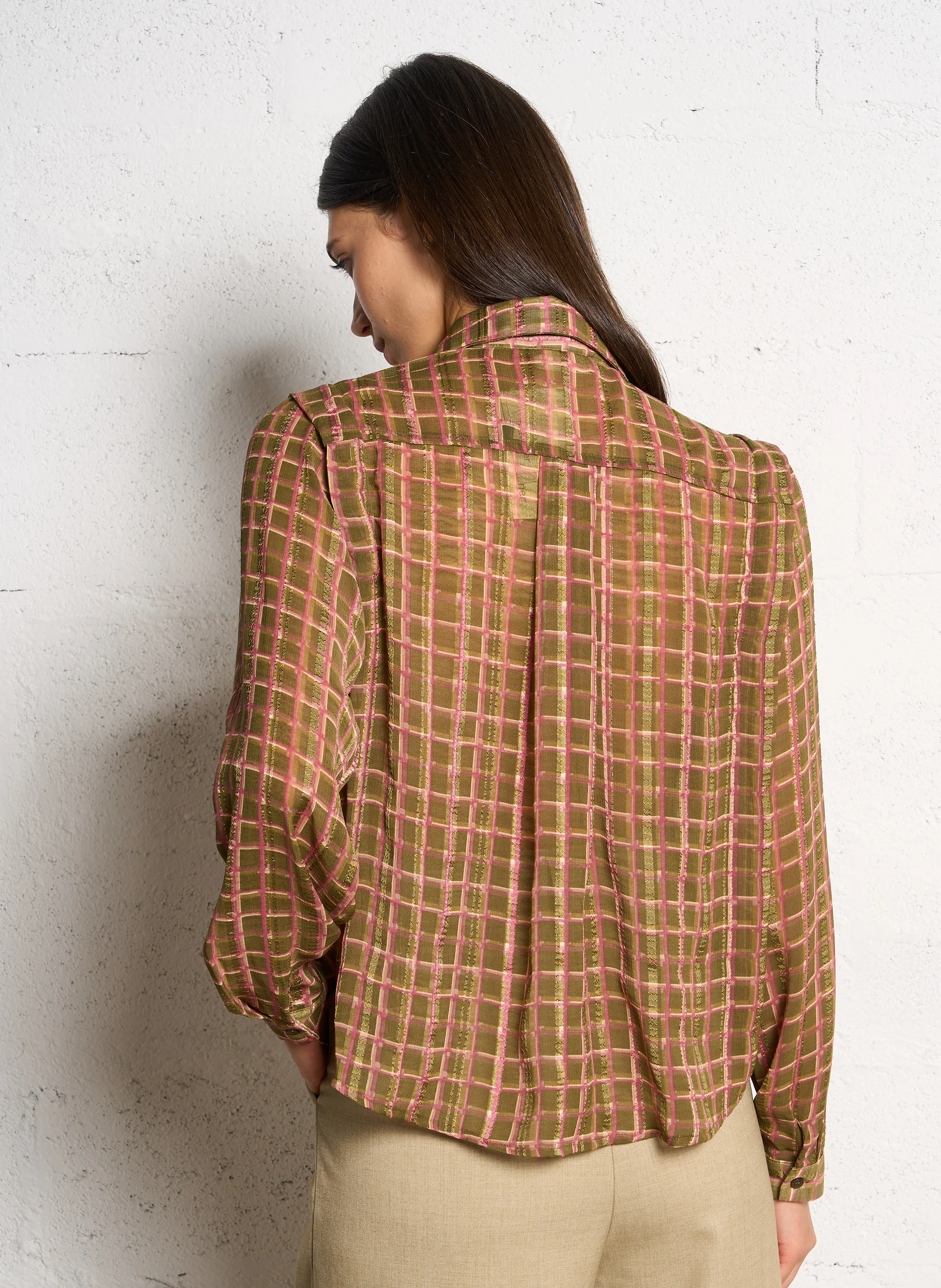 Chemise droite à carreaux| Vert