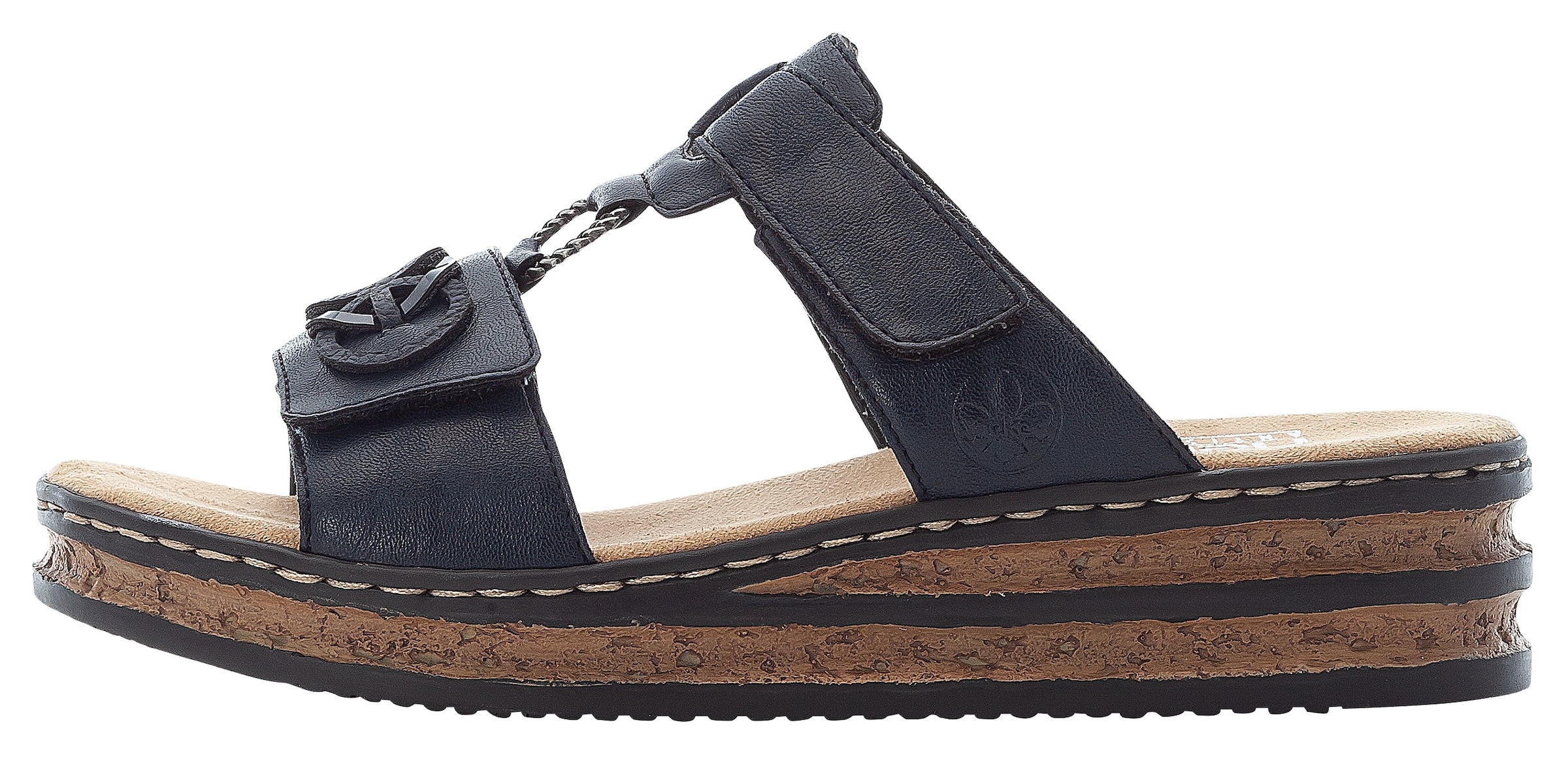Rieker Pantolette  , Plateau, Sommerschuh, Schlappen mit Schmuckelementen