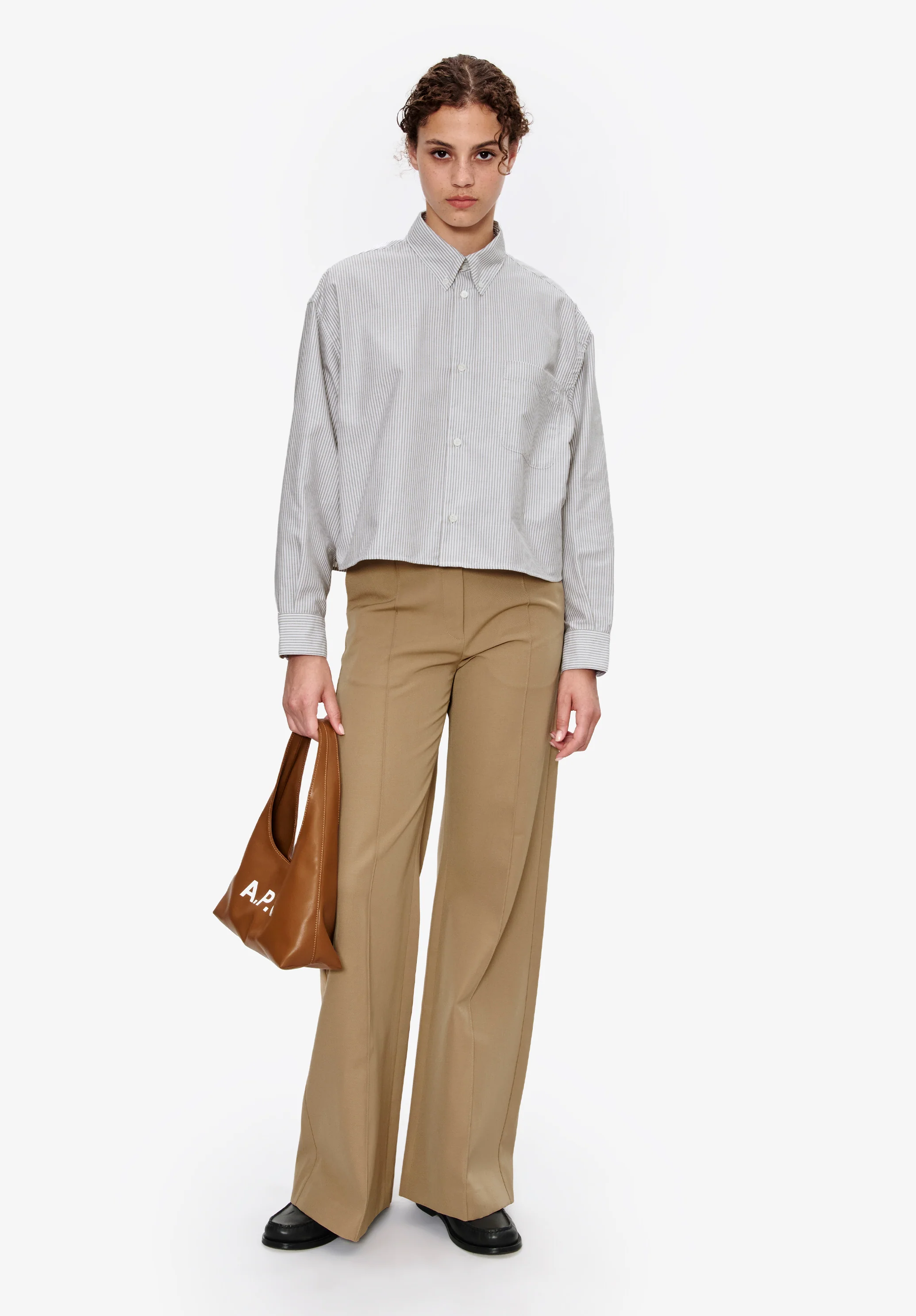 chemise sophia button down logo - Kaki militaire