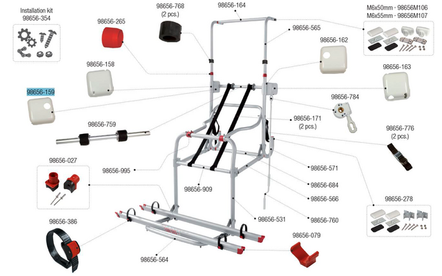 Fiamma Abdeckung innen links passend für Carry Bike Lift 77 - Fiamma Ersatzteilnummer 98656-159