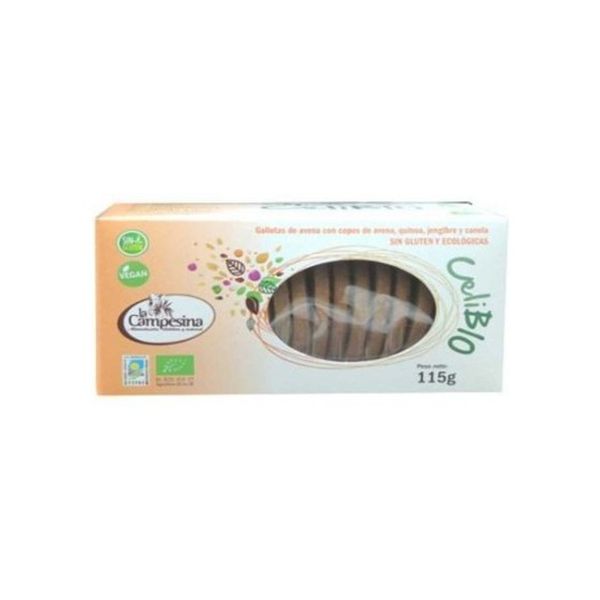 La Campesina Biscoitos de Aveia e Celibio com Quinua, Gengibre e Canela sem Glúten Bio 115 g