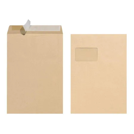 Herlitz Versandtasche C4 90g haftklebend mit Fenster braun 10er Packung